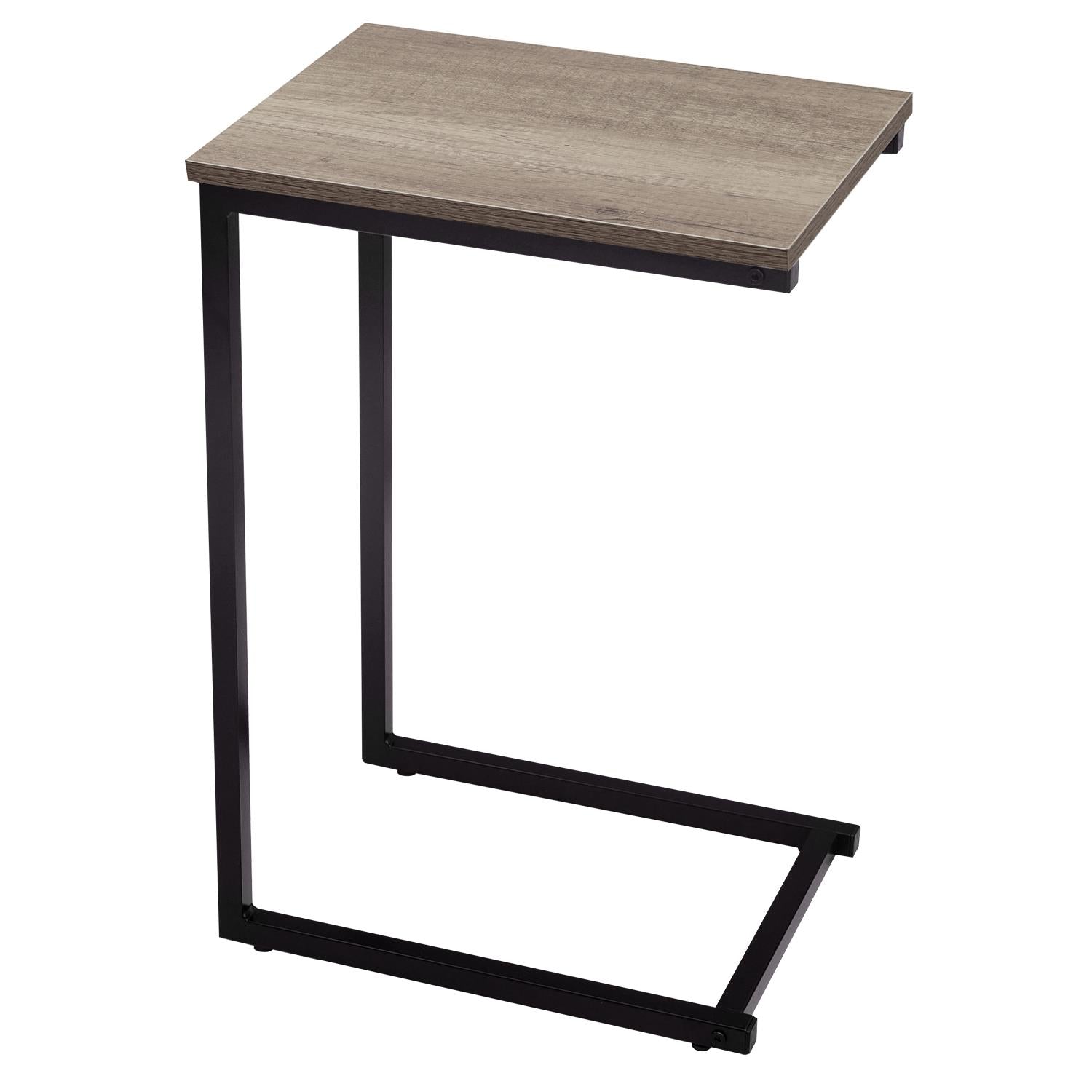 Black C shaped side table with steel frame and powder coating, designed for durability and a 25kg capacity.