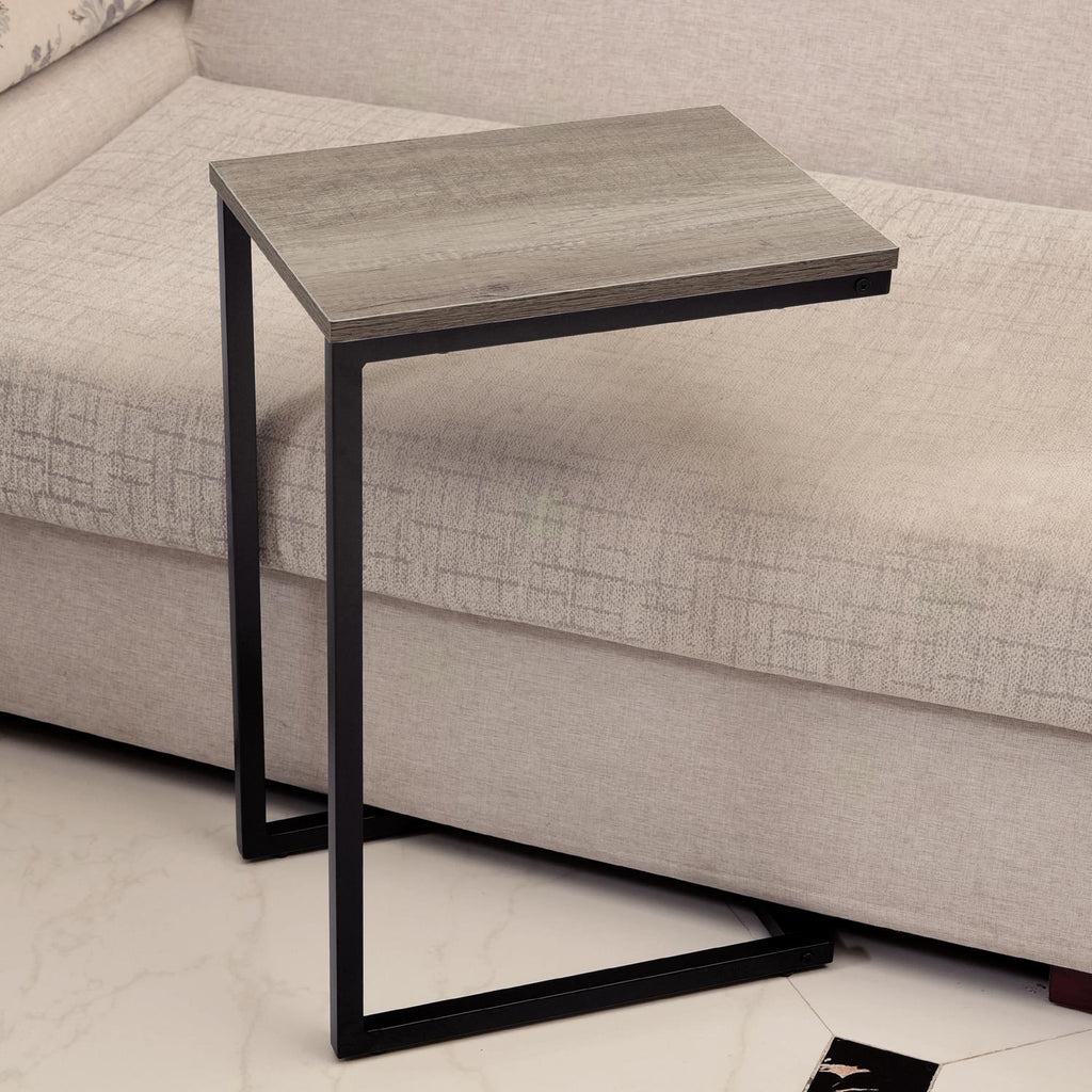 C shaped side table with black powder coating and steel frame, showcasing a 25kg capacity for versatile home use.