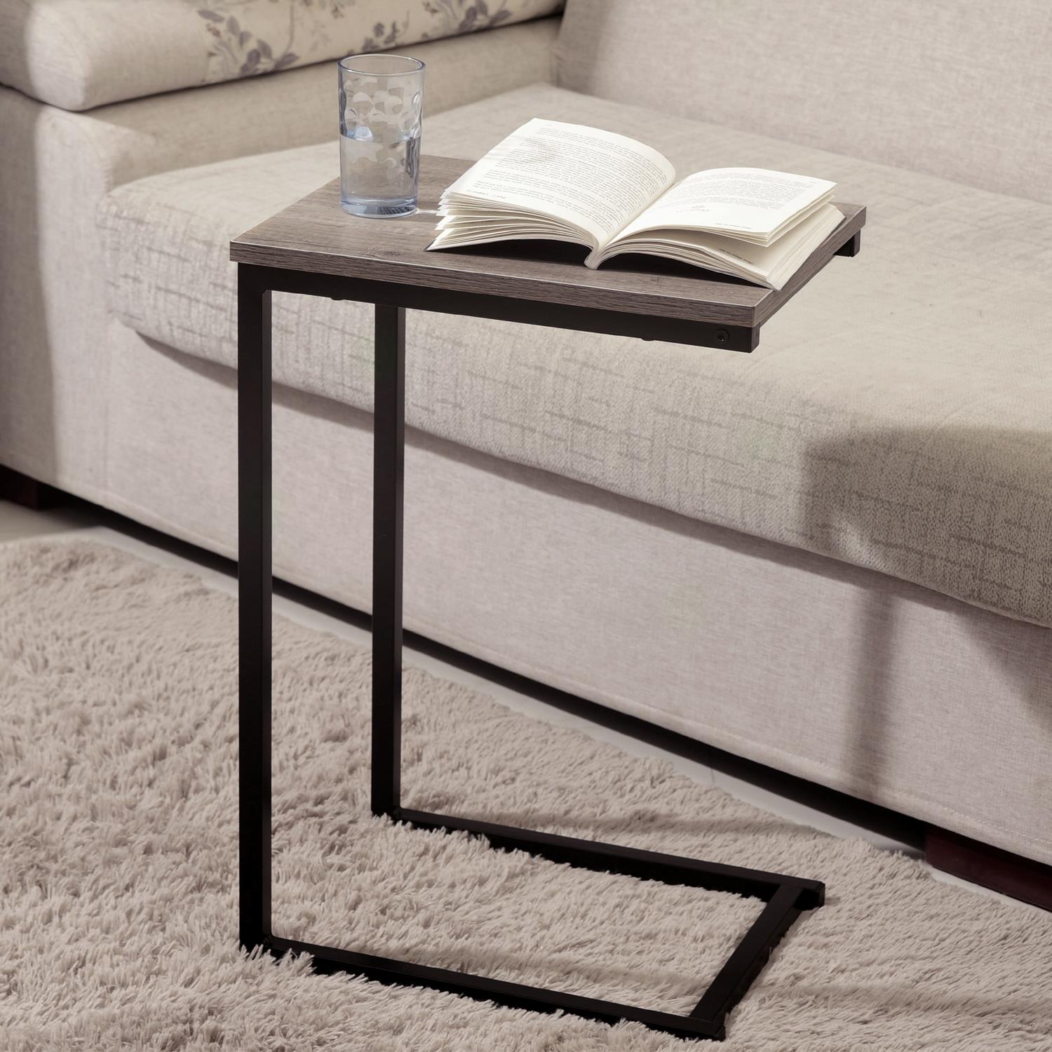 Black C-shaped side table with steel frame and powder coating, showcasing a 25kg capacity for versatile home use.