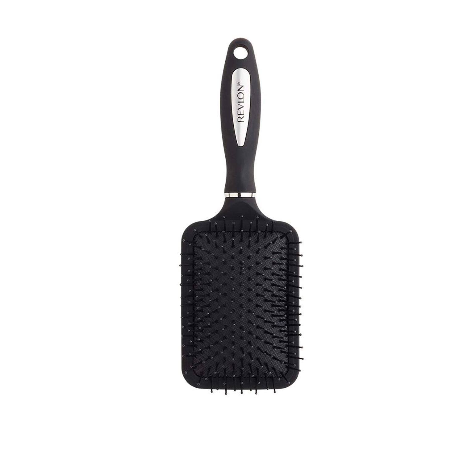Revlon Essentials Straight & Smooth Hair Brush in black, featuring sleek bristles and an ergonomic handle for easy styling.