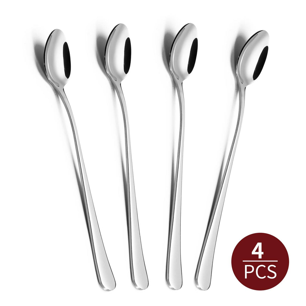 4pc Stainless Steel Long Handle Latte Spoons - Elegant Coffee Spoons