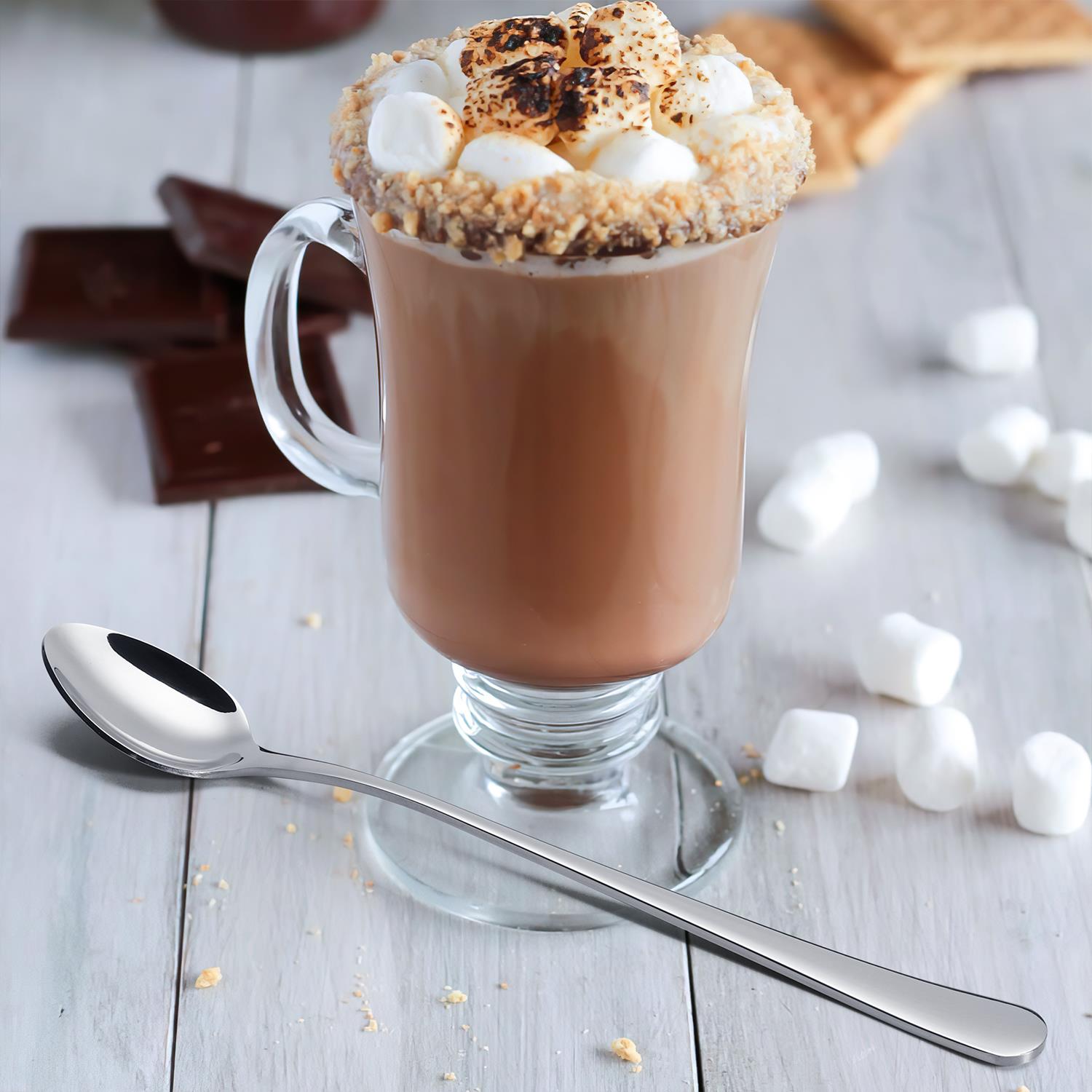 4pc Stainless Steel Long Handle Latte Spoons - Elegant Coffee Spoons