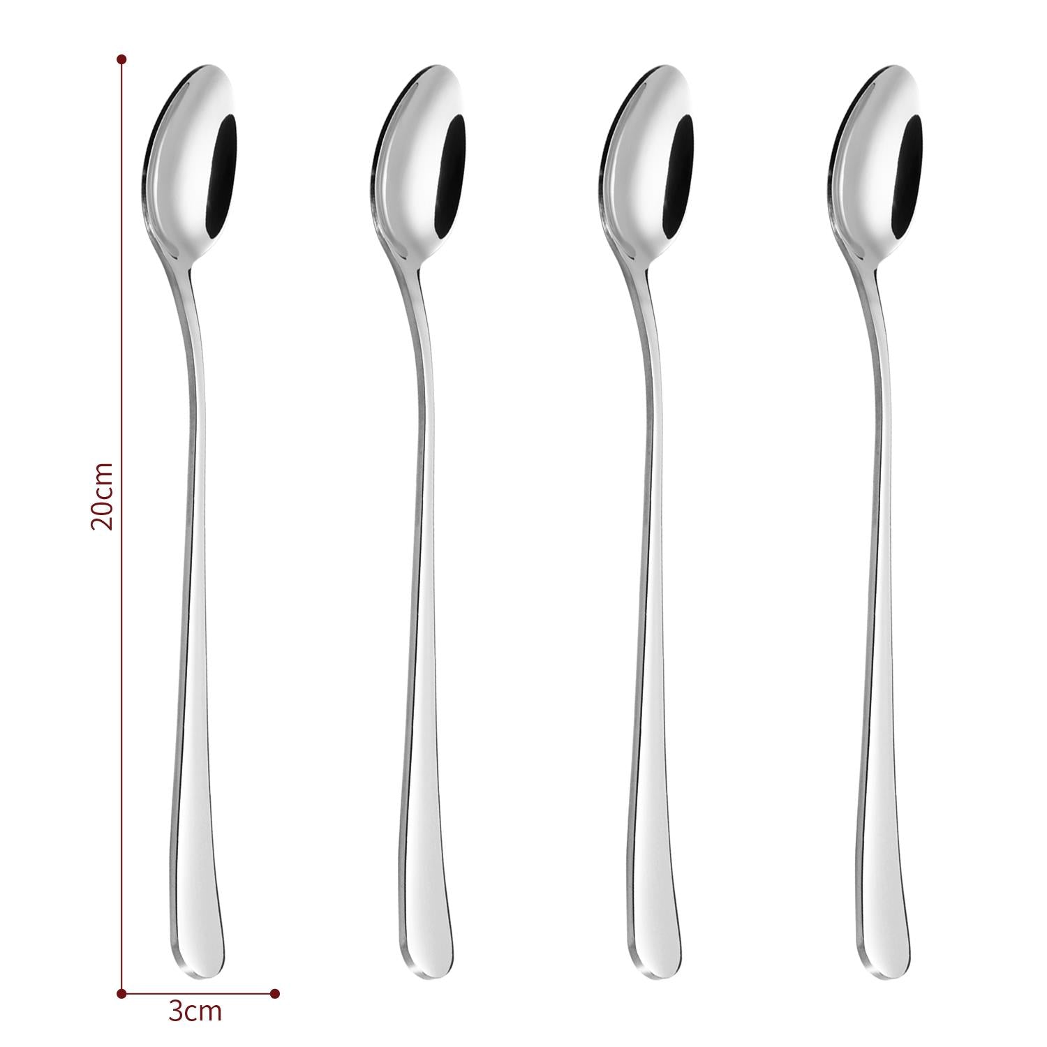 4pc Stainless Steel Long Handle Latte Spoons - Elegant Coffee Spoons