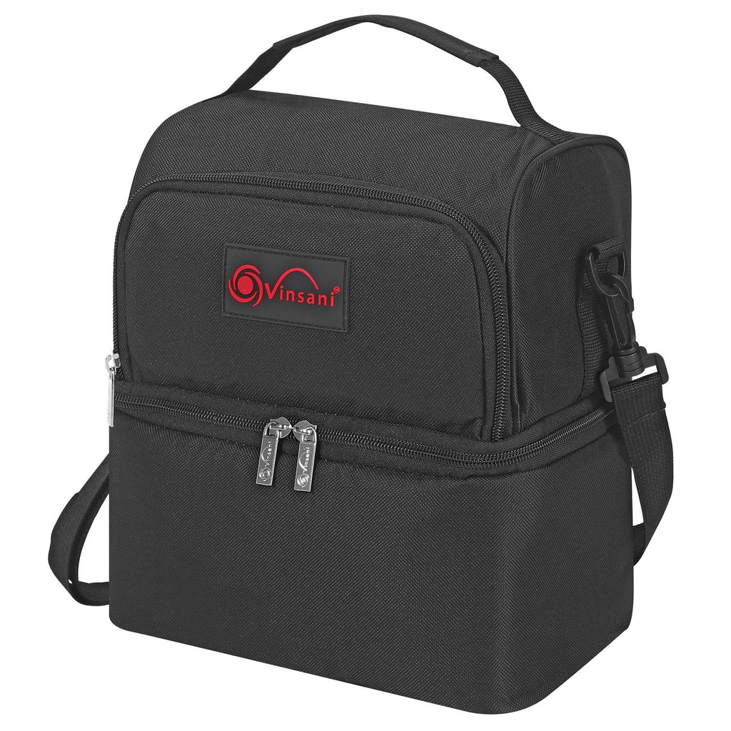 Vinsani 7L dual compartment lunch bag with ice pack, featuring a sleek design and practical storage for meals.