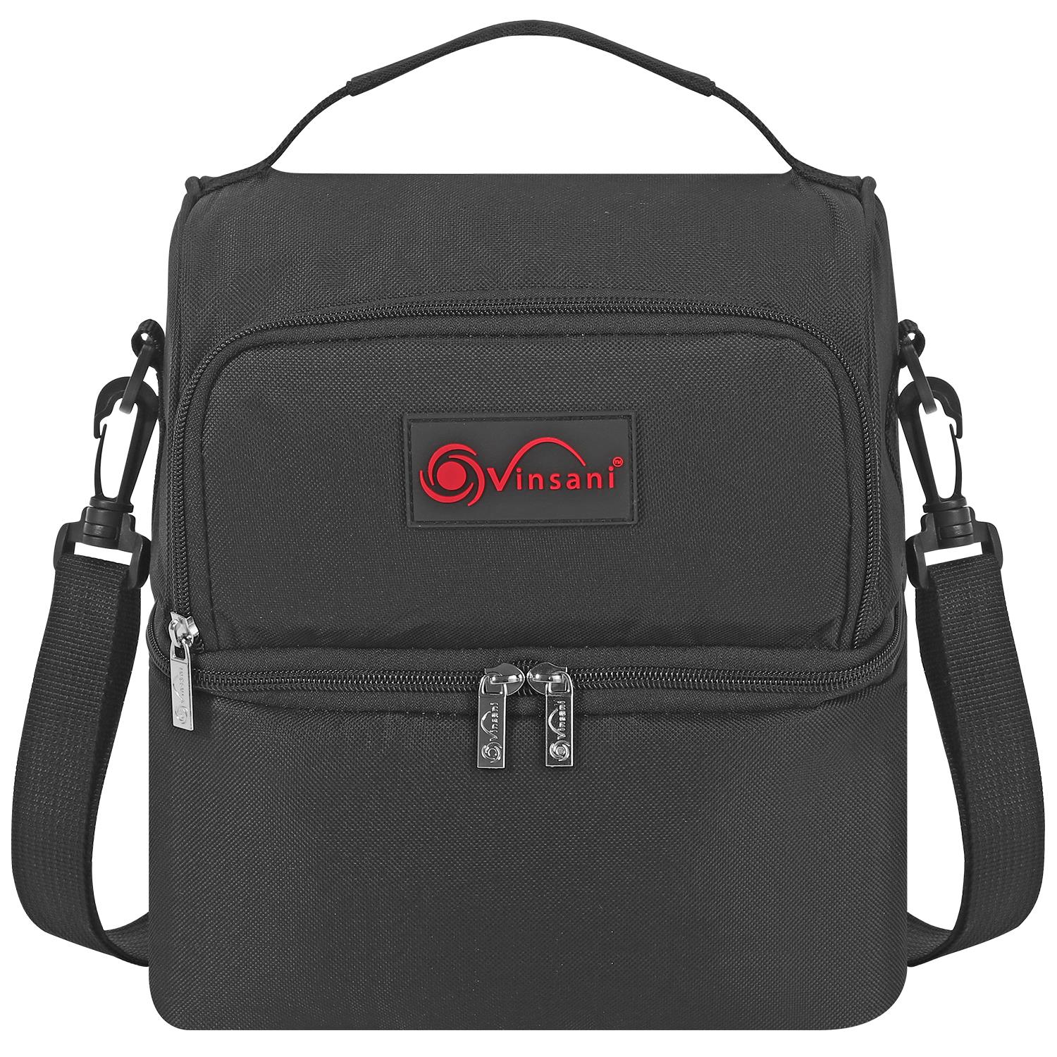 Vinsani 7L dual compartment lunch bag with ice pack, featuring a stylish design and practical storage for meals.