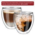 Double wall borosilicate glasses in Cava design, 2 pack, by Vinsani, showcasing elegant shape and thermal insulation.