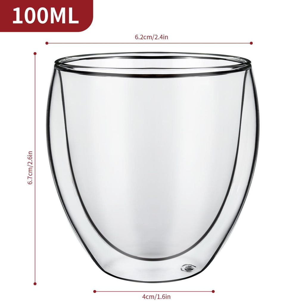 Set of two Vinsani double wall glasses, borosilicate glass, Cava design, showcasing heat-resistant and elegant style.