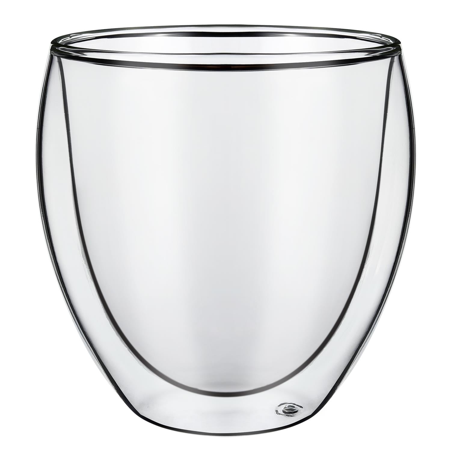 Double wall borosilicate glass cups in Cava design, 2 pack, by Vinsani, showcasing heat-resistant and stylish drinkware.