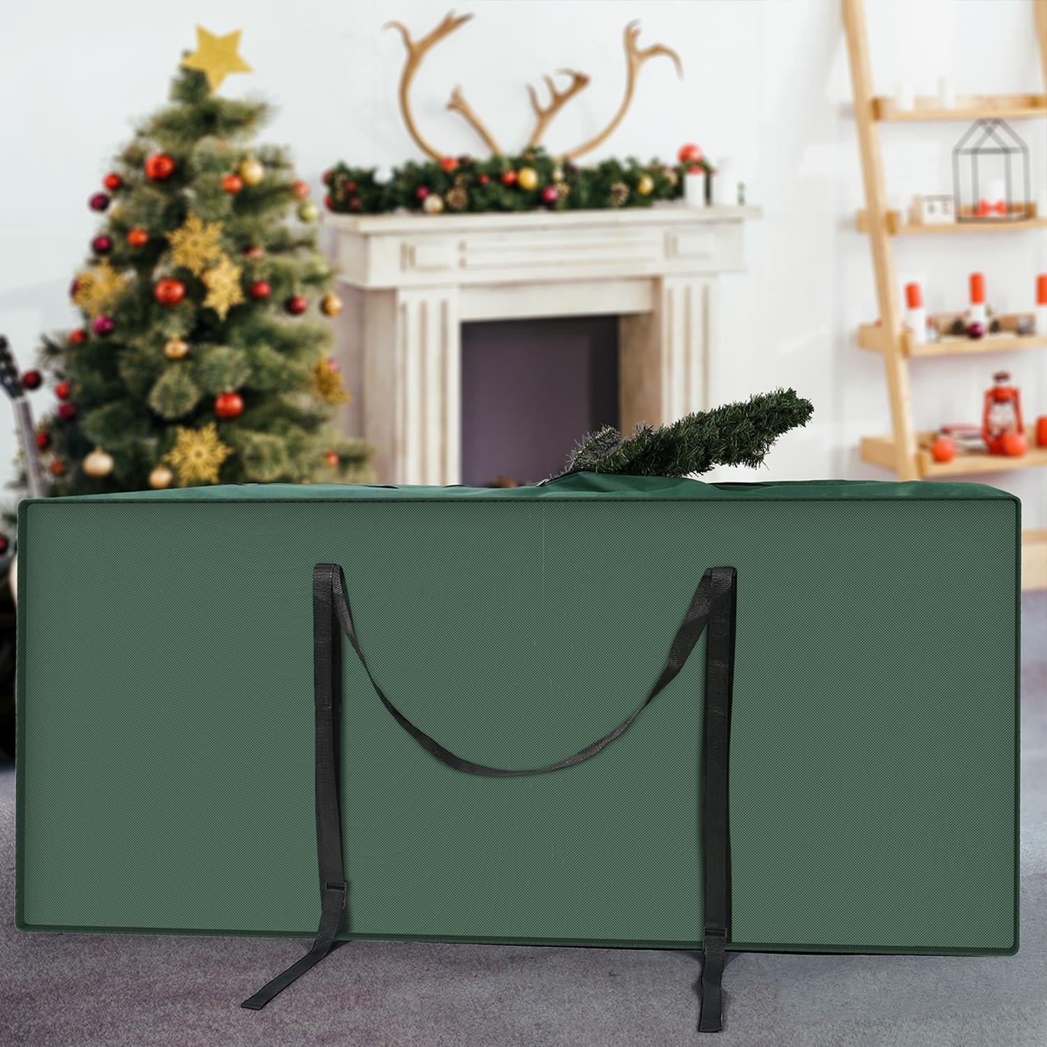 Green Deluxe Christmas Tree Storage Bag by Vinsani, designed to protect artificial trees during off-season storage.