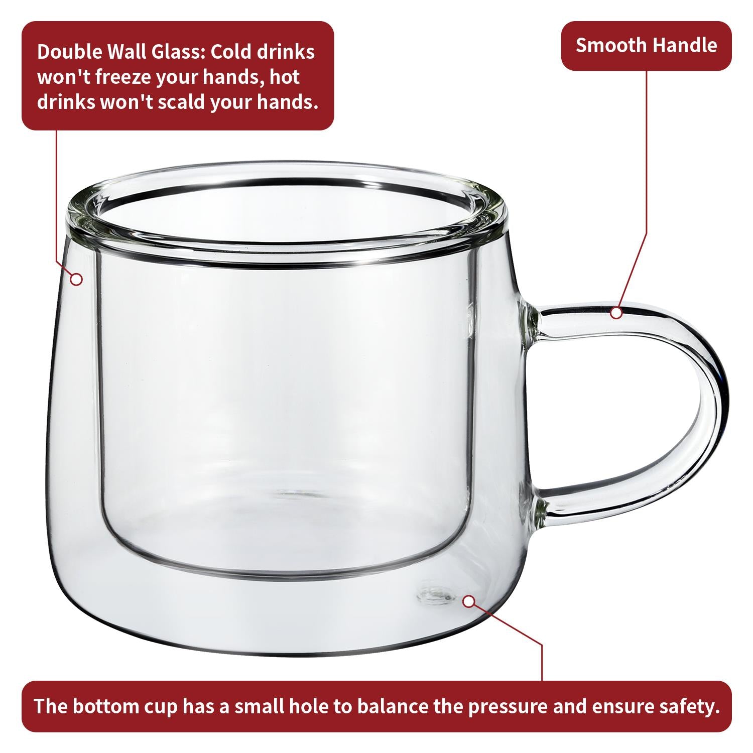 Two 80ml double wall borosilicate glasses by Vinsani, showcasing modern KAFO design for stylish beverage enjoyment.