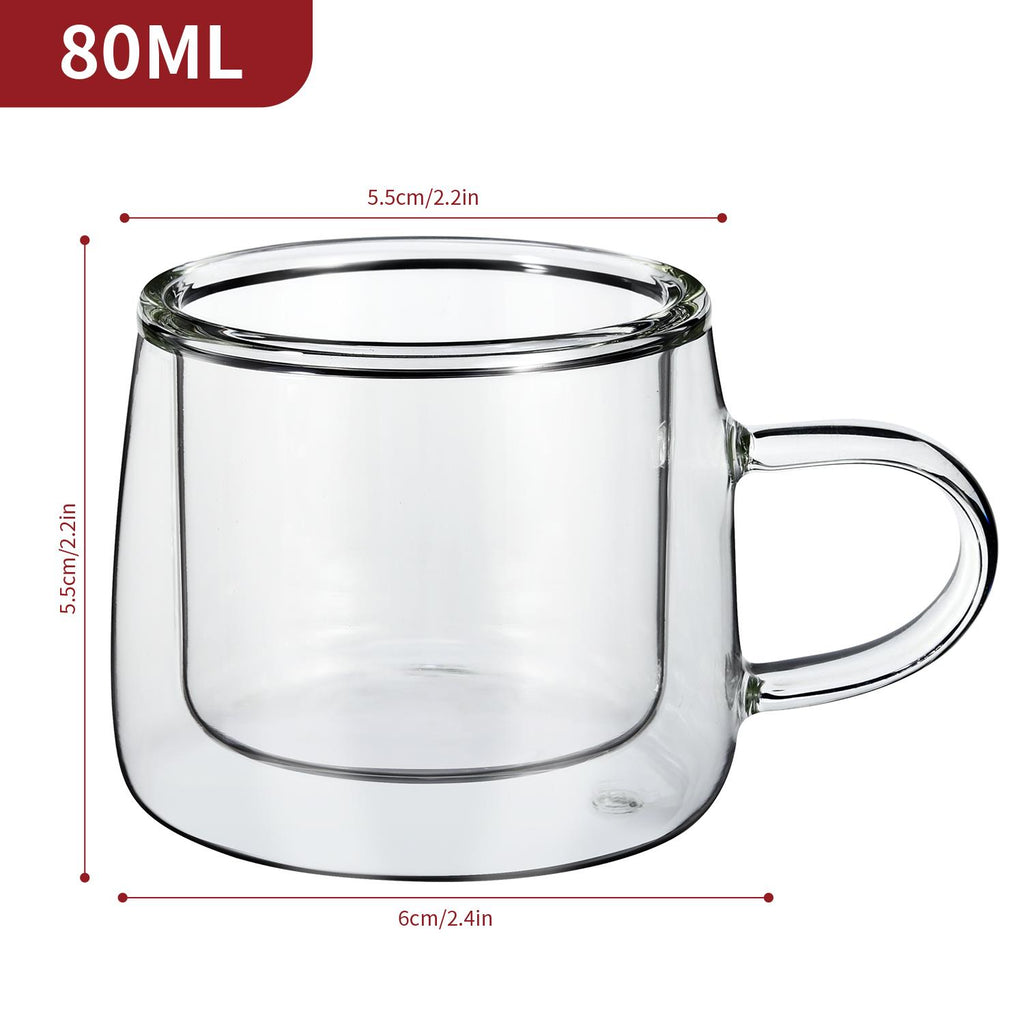 Double wall borosilicate glasses by Vinsani, 80ml, 2 pack, showcasing elegant design and thermal insulation.