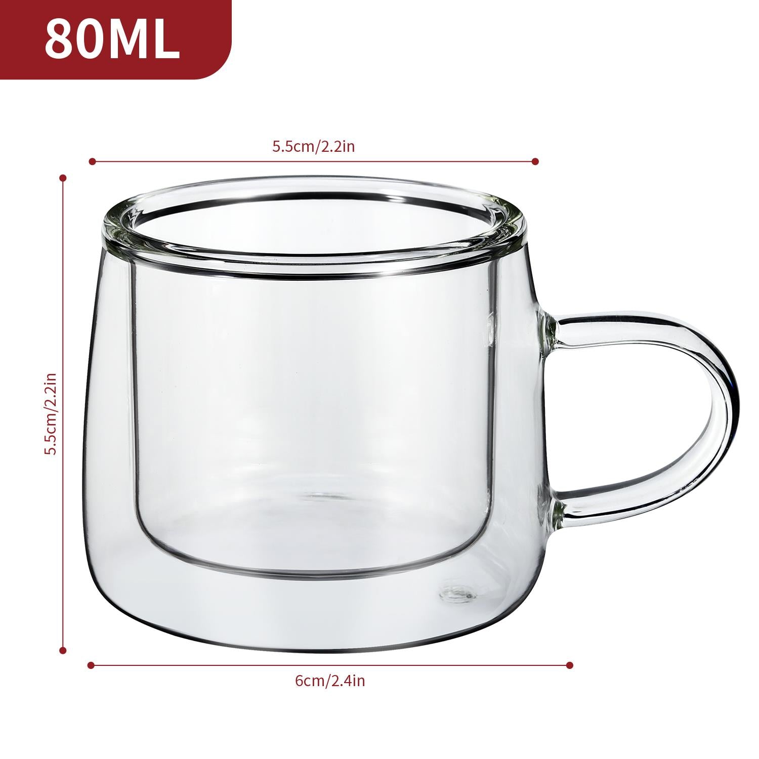 Double wall borosilicate glasses by Vinsani, 80ml, 2 pack, showcasing elegant design and thermal insulation.