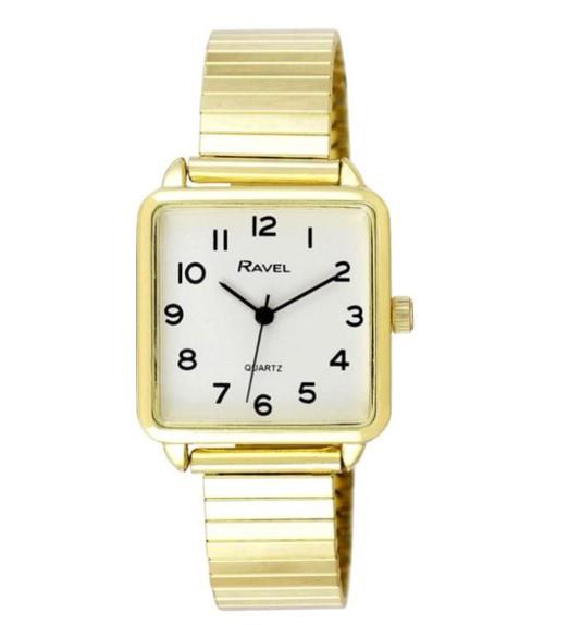 Ravel Women's Classic Rectangular Dial Gold Expander Bracelet Watch R0239.01.2