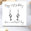 Happy 21st Birthday Earrings & Message Card