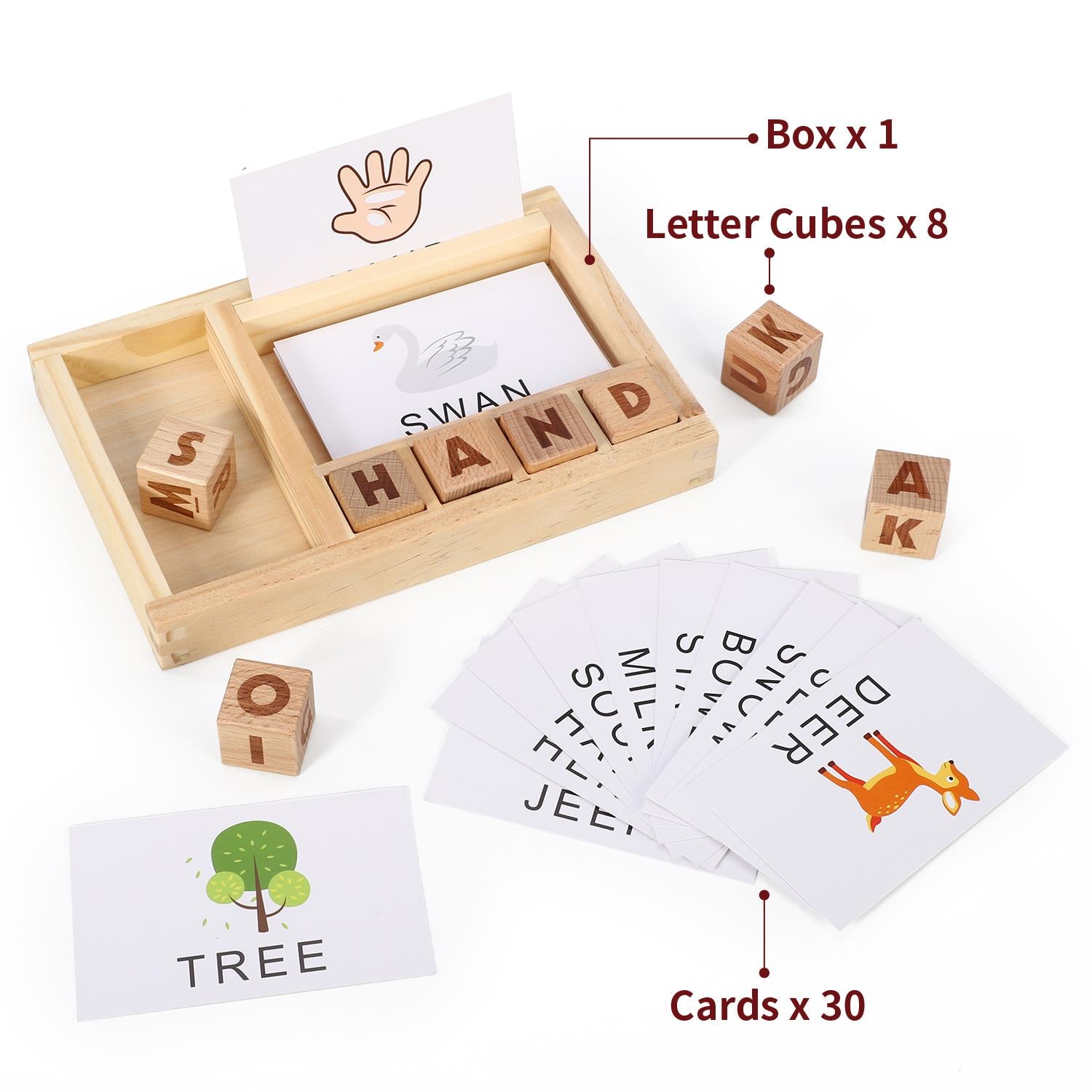 Wooden Spelling Game - Educational Learning Toy - Screen-Free