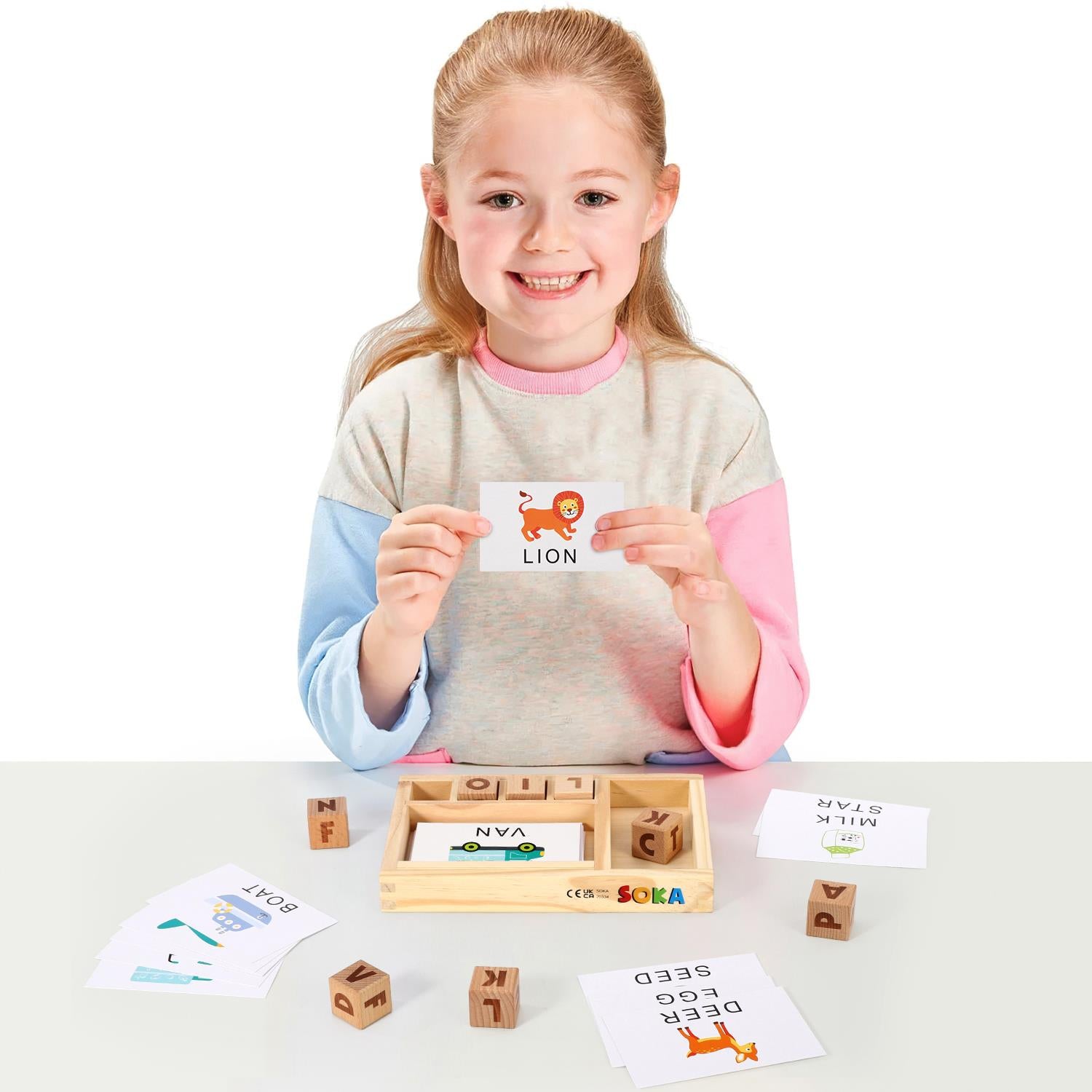 Wooden Spelling Game - Educational Learning Toy - Screen-Free