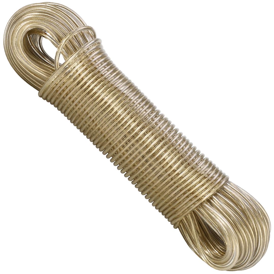 50m HomeCraft washing line rope with steel core and PVC coating, showcasing its durability and 200kg capacity.