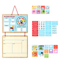 Wooden wall-mount family calendar with multiple dials by SOKA Play Imagine Learn, featuring an educational design.