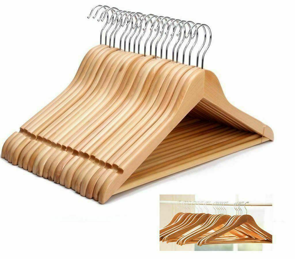 20 Wooden Coat Hangers - Premium Suit & Garment Hangers