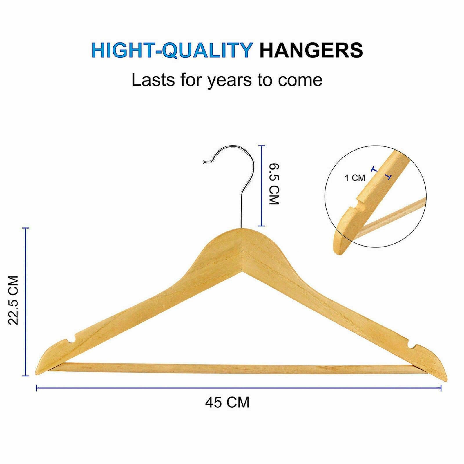 20 Wooden Coat Hangers - Premium Suit & Garment Hangers