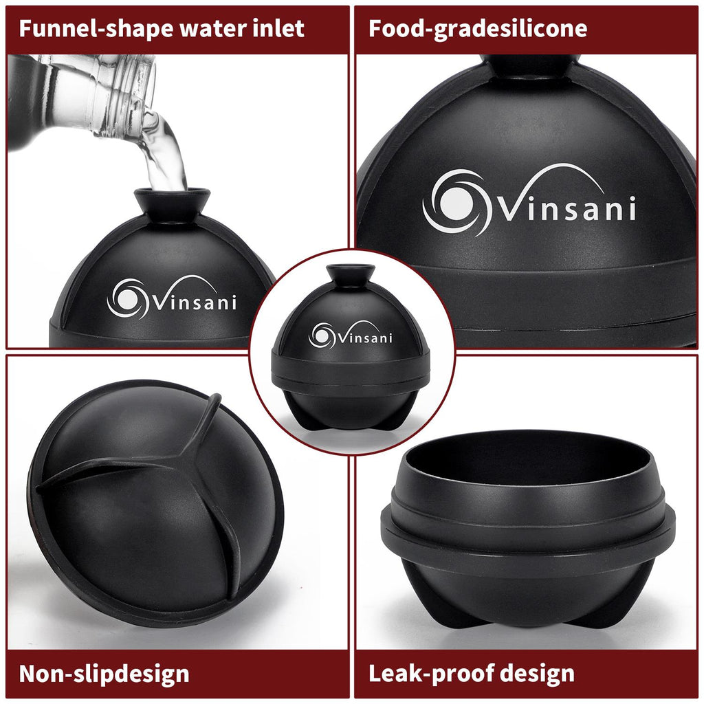Vinsani Ice Ball Mould 2 Pack with 6cm silicone spheres for slow melting in a kitchen setting.
