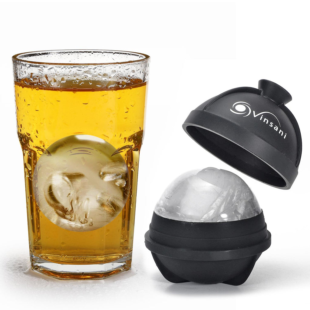 Vinsani ice ball moulds in food-grade silicone, creating 6cm spheres for slow melting drinks, set of 2.
