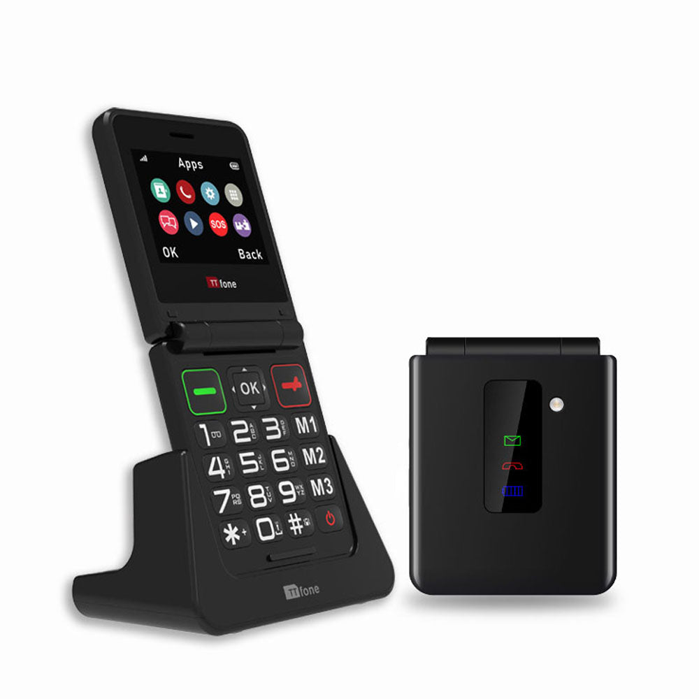 TTfone TT660 flip mobile phone for seniors with big buttons, emergency assistance, and a long-lasting battery.