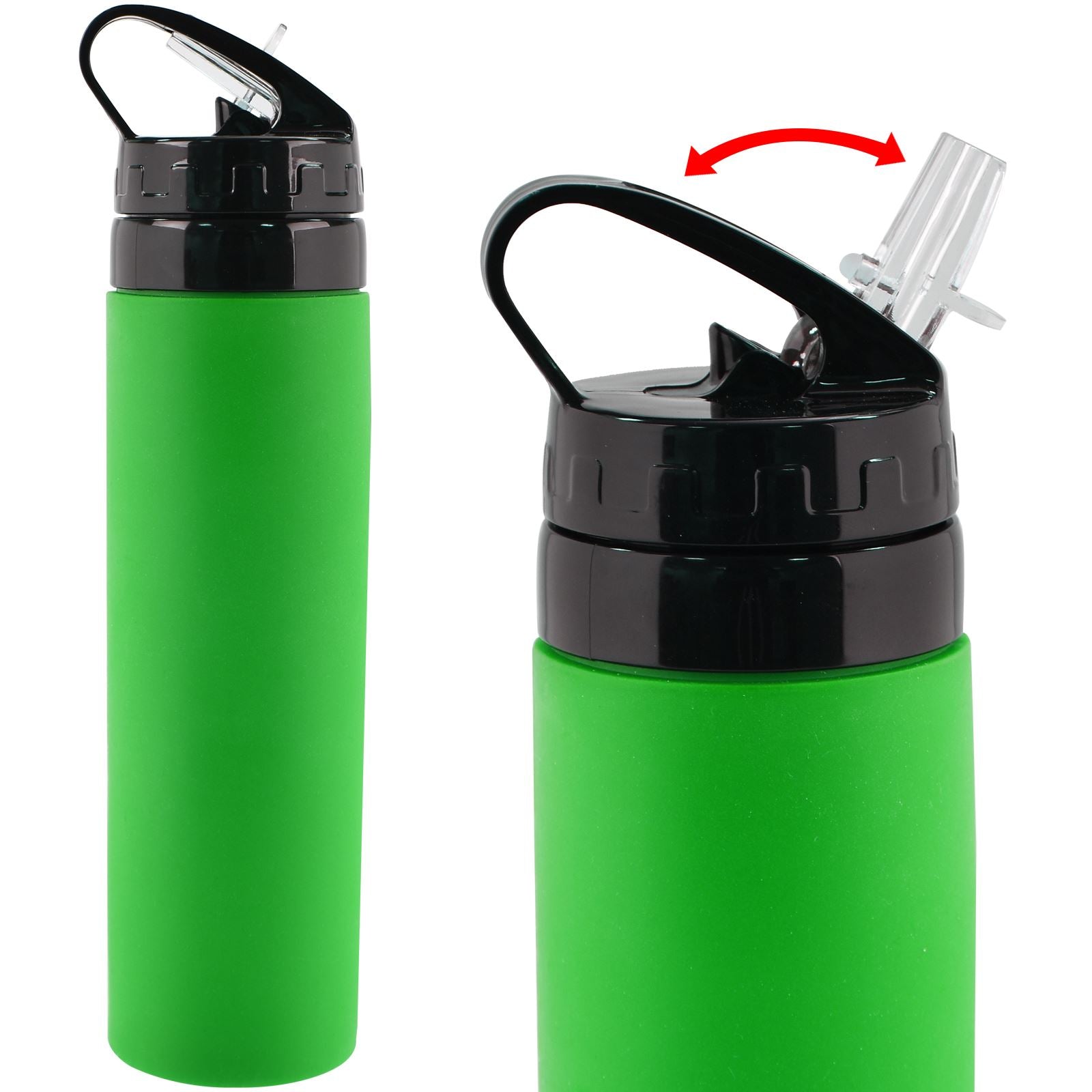 Green silicone squeezy water bottle by HomeCraft, featuring a flexible design and ergonomic shape for easy hydration.