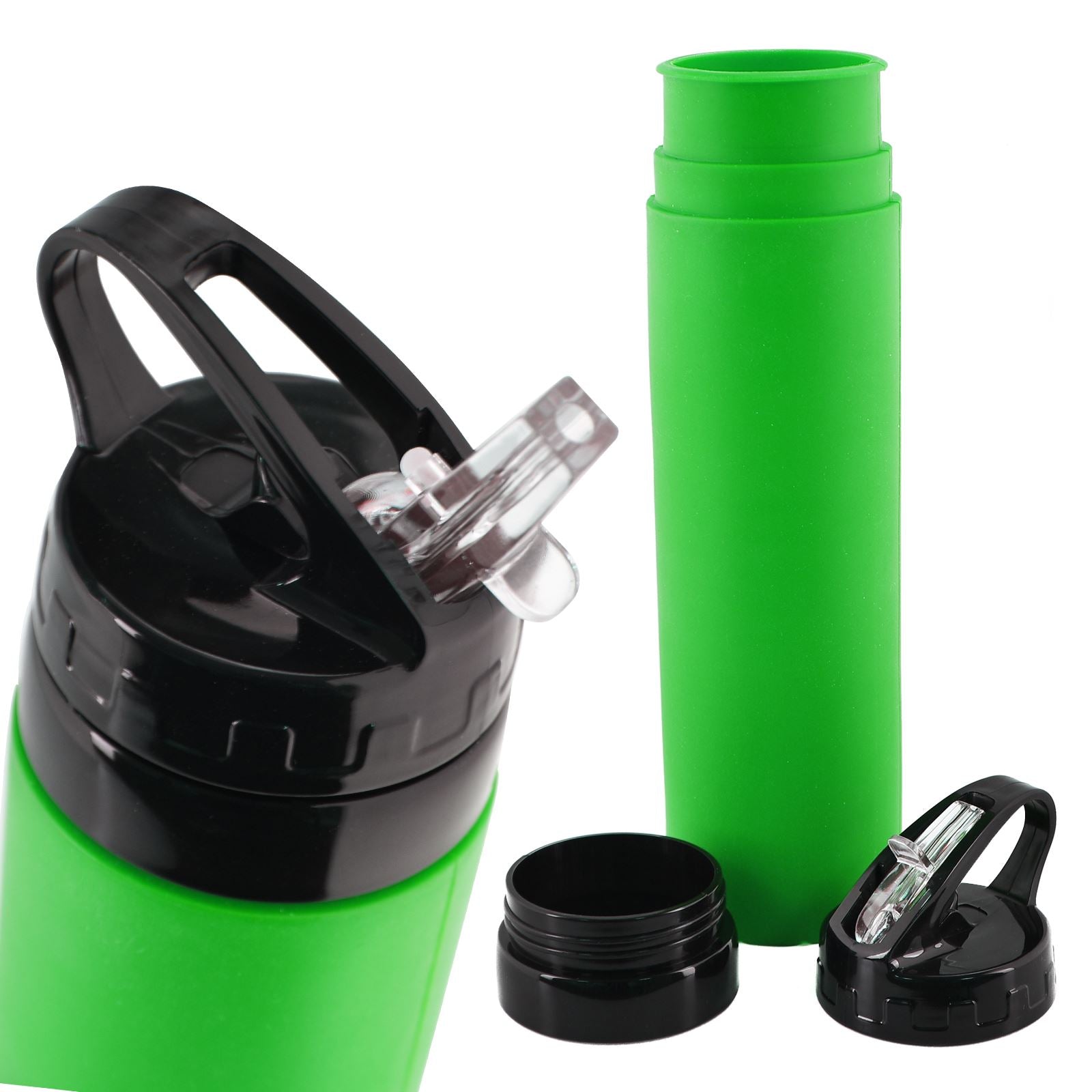 Green Silicone Squeezy Water Bottle by HomeCraft, featuring a flexible design and spill-proof cap for easy hydration.