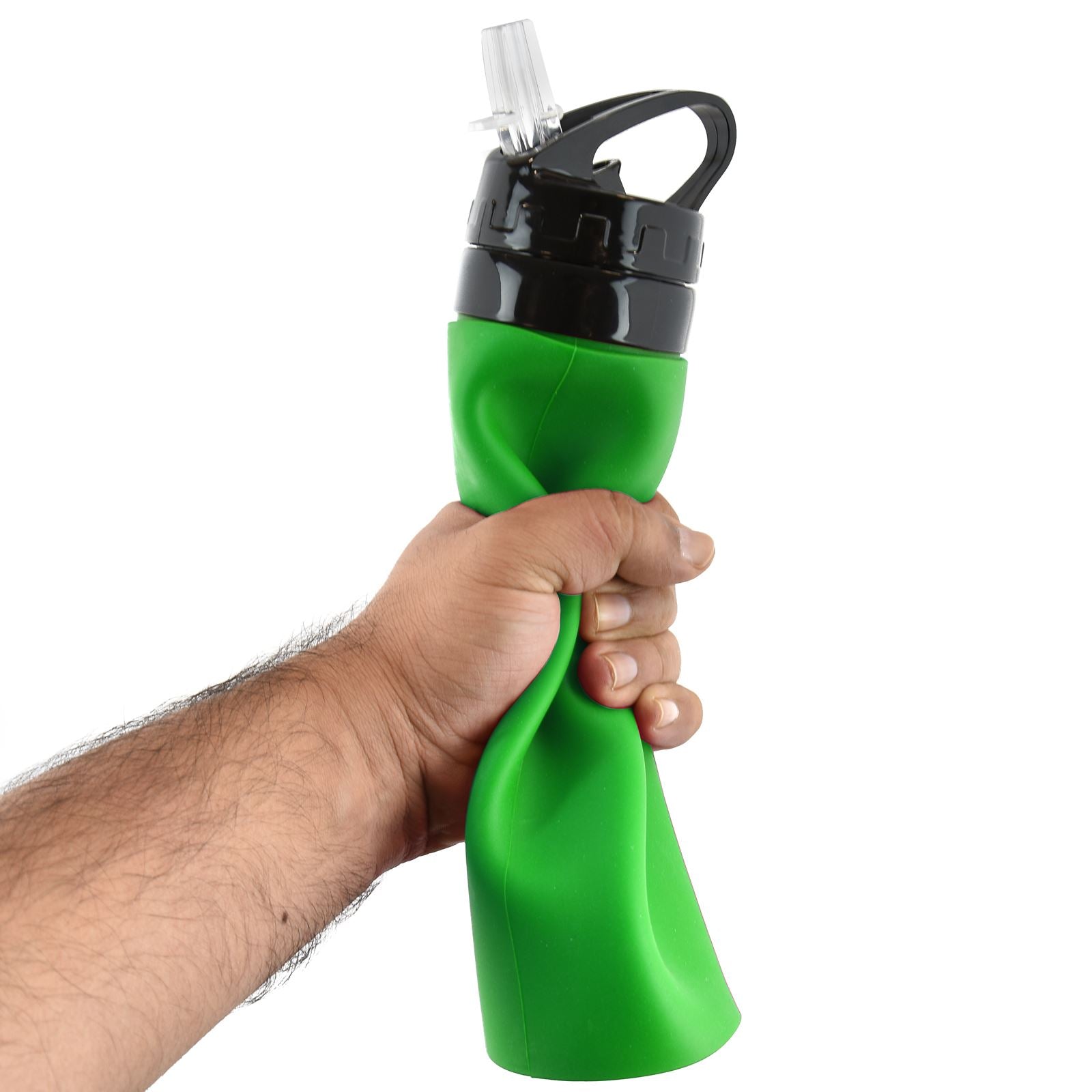 Green silicone squeezy water bottle by HomeCraft, featuring a flexible design and ergonomic grip for easy hydration.