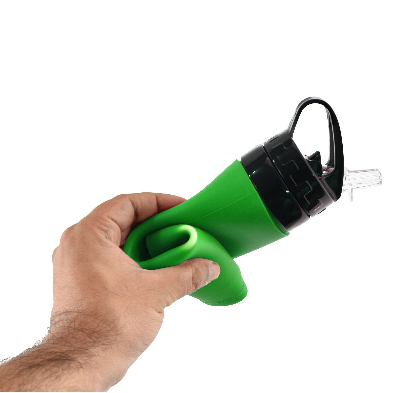 Green silicone squeezy water bottle by HomeCraft, featuring a flexible design ideal for hydration on the go.