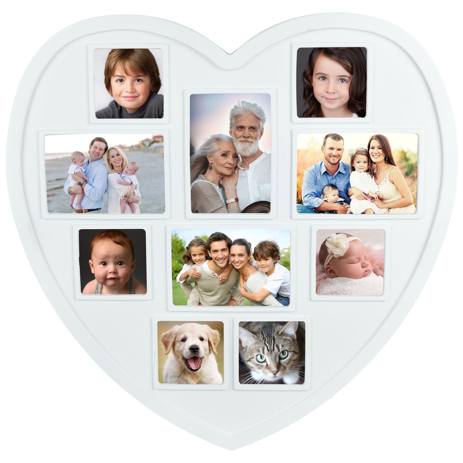White Hanging Heart Photo Frame - Display 10 Photos - Valentine's Day Gift