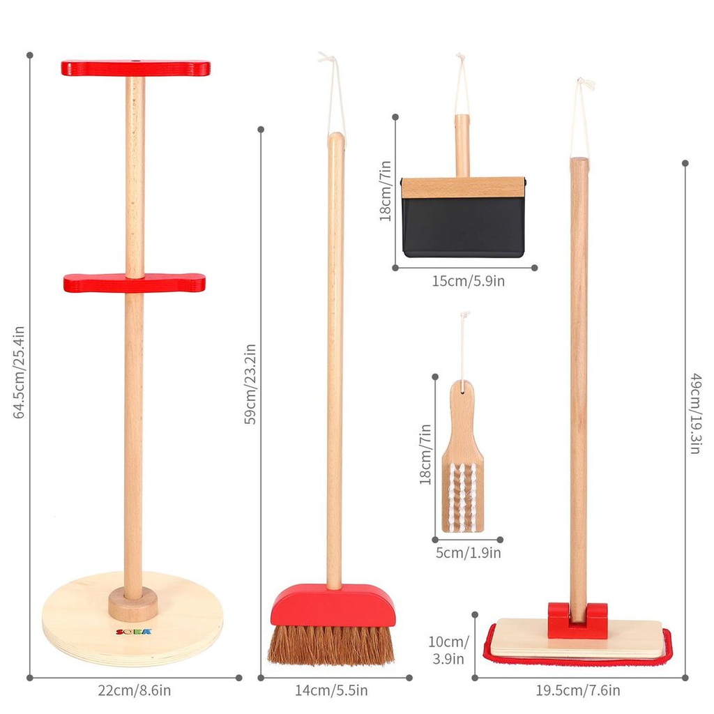SOKA CLEANING KIT 0009356 by Lelin featuring colorful cleaning tools in a playful design for kids' imaginative play.