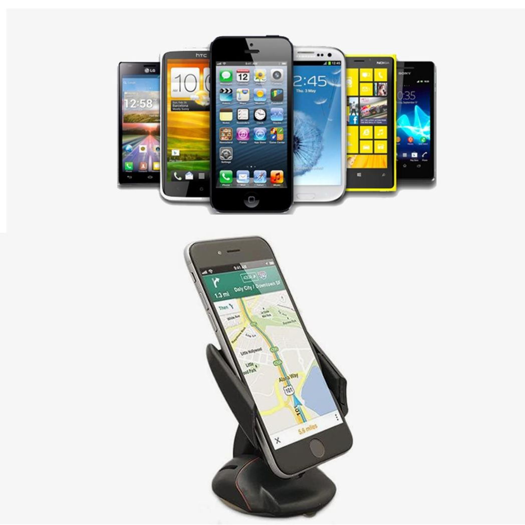 Aquarius Universal Beetle Smart Car Dashboard Phone Mount holding a smartphone on a car dashboard with a sleek design.