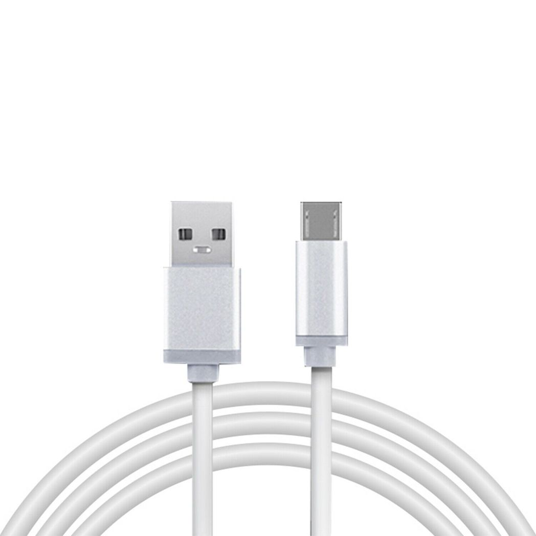 White 1.2m USB data charger cable for Micro USB by Aquarius, showcasing the cable's connectors and length.