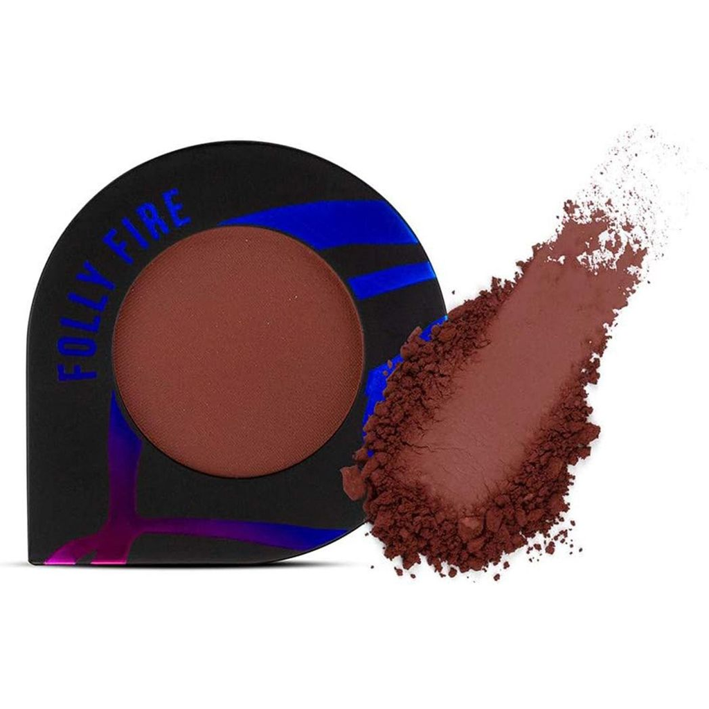 Dark mauve Folly Fire Pressed Matte Face Pigment Drop by Glitz toy beautytech in a dropper bottle with a smooth texture.