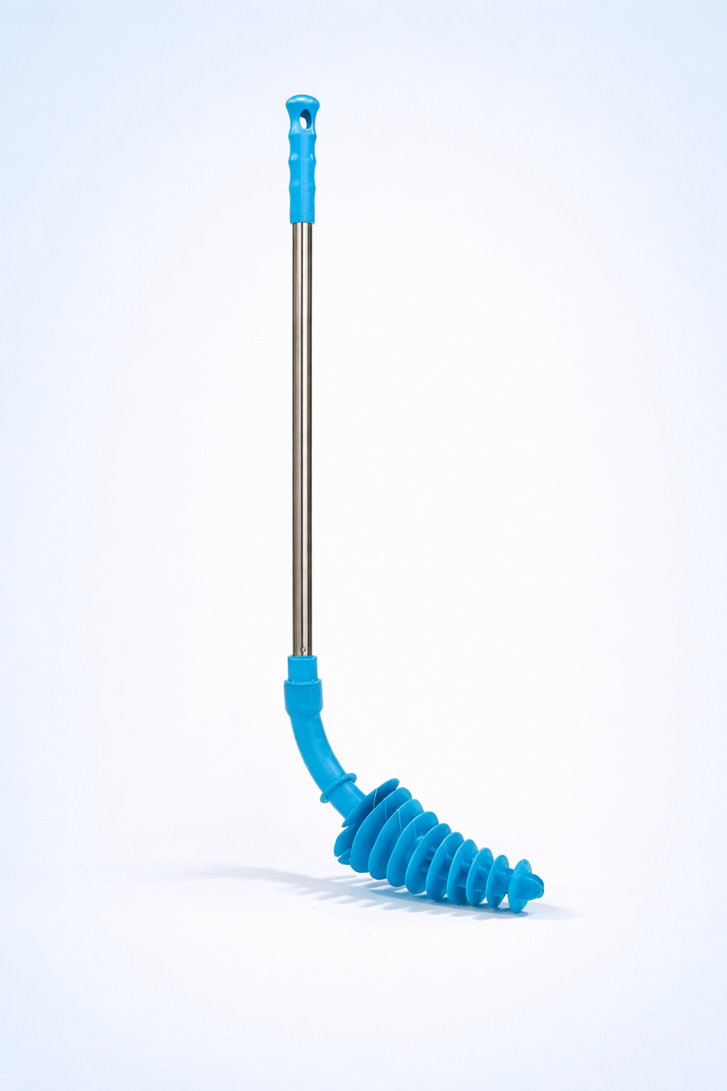 Blue Flexible Toilet Plunger: Deep U-Bend, Tight Seal