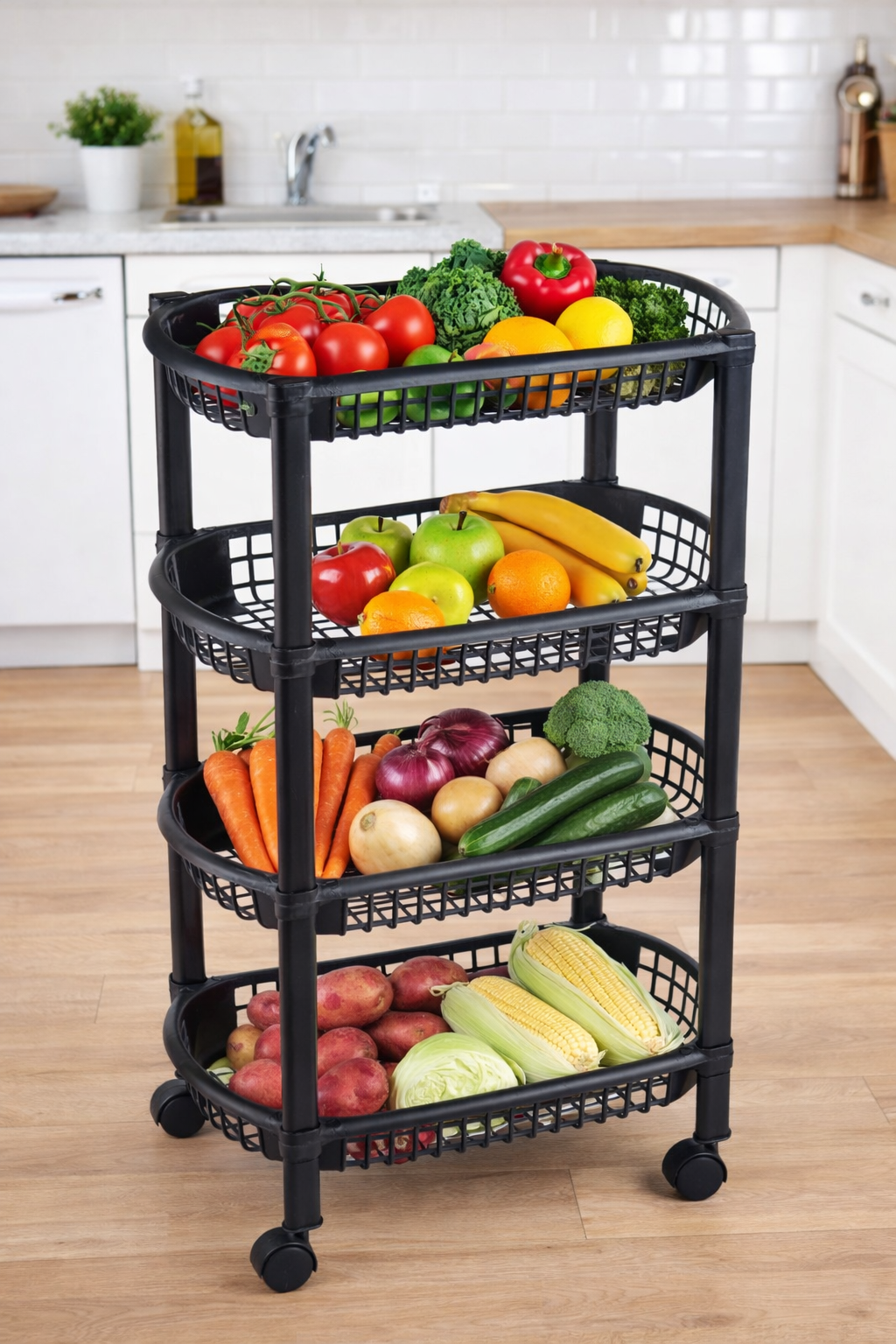 4-Tier Rolling Cart on Wheels for Instant Home Organization