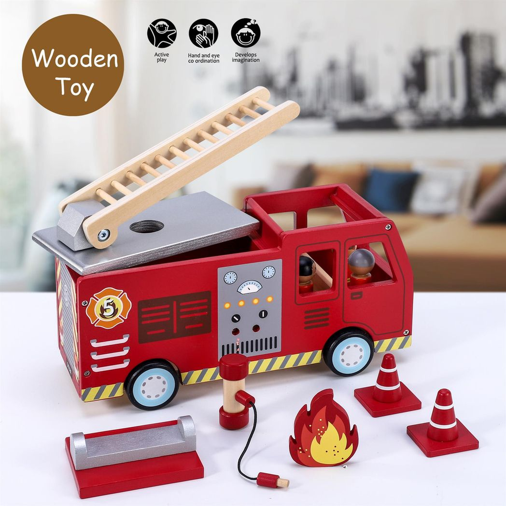 SOKA FIRE ENGINE 1010115 from FunZone, featuring a red fire truck with detailed design and movable parts for imaginative play.