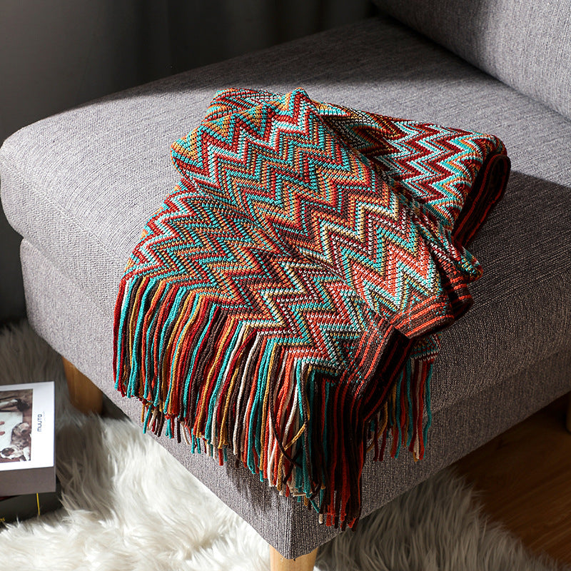 Aztec Boho Chevron Blanket - Ultra Soft Woven Throw