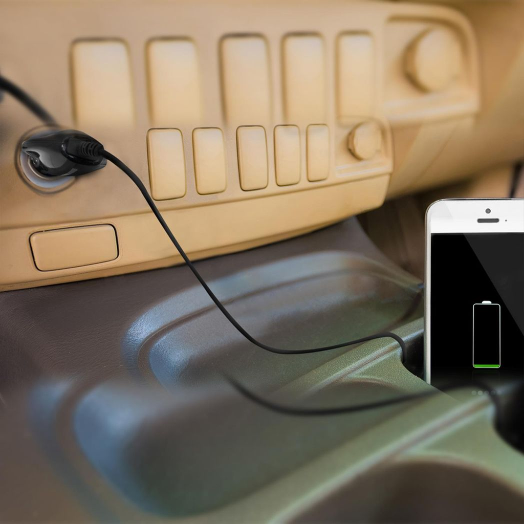 1000mAh Car Charger - Compact USB Charging - Black