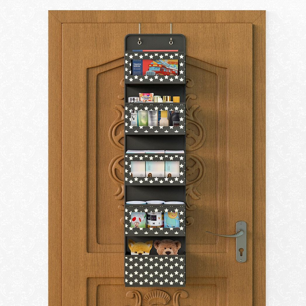 5-Tier Hanging Organizer in black, designed for over-door storage, showcasing HomeCraft by Vinsani.