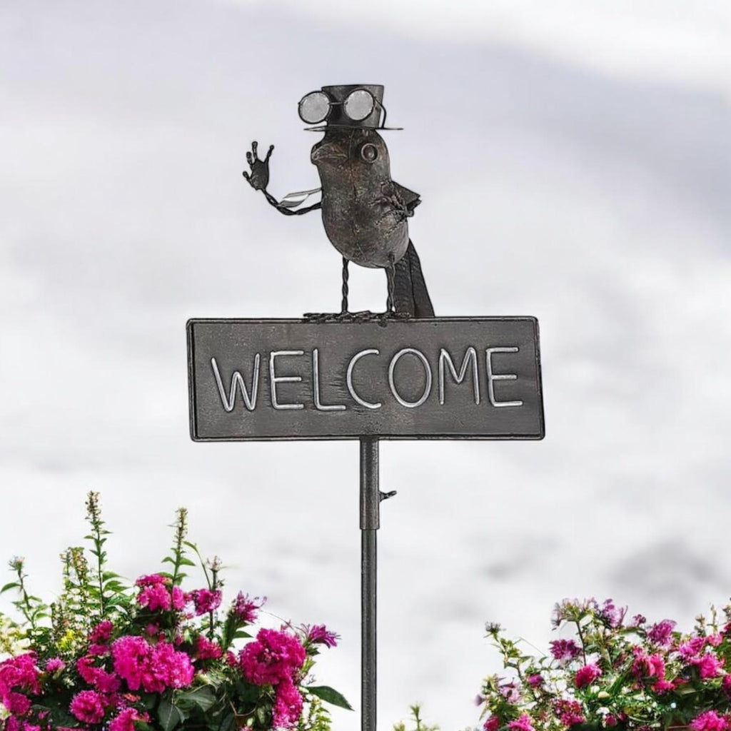 53" METAL BIRD WELCOME GARDEN STAKE