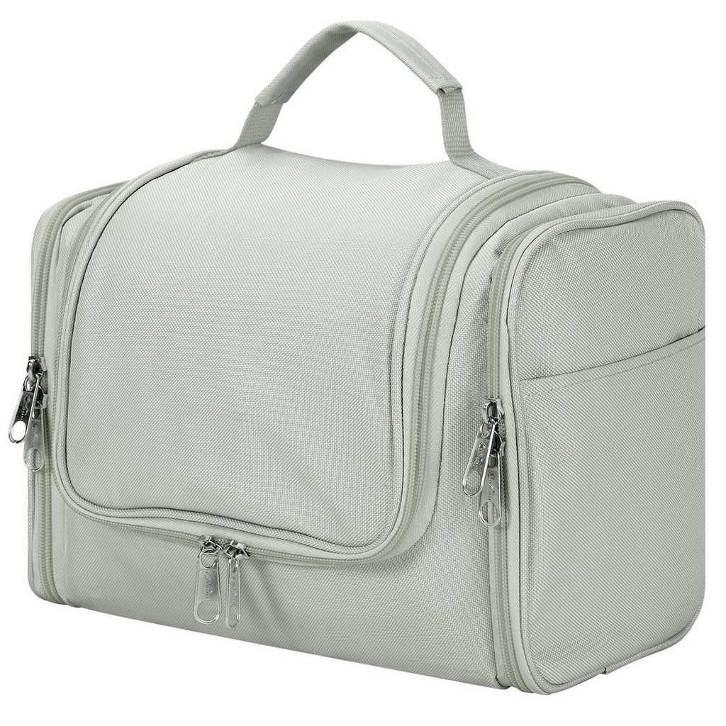 Light grey Vinsani toiletry bag, hanging travel organizer with hook, waterproof design, perfect for toiletries and travel essentials.
