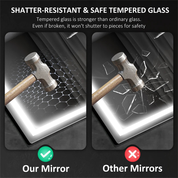 LED Bathroom Mirror with Bluetooth Speaker & Demister - 80x60cm