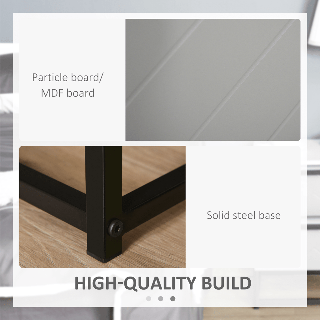 Bedside Cabinet with Metal Base and 2 Drawer Storage - Grey and White - AKGOmniShop