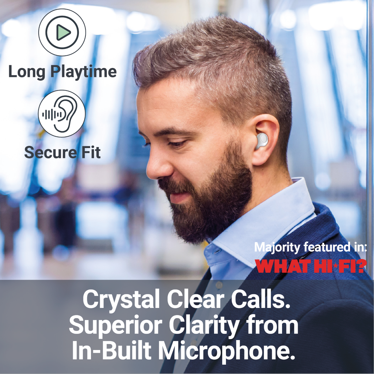 Eco-Friendly True Wireless Earbuds - Biodegradable - Clear White