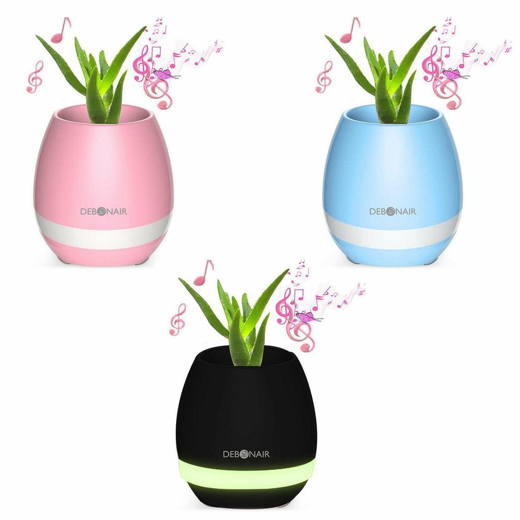 Pink Music Flower Pot Bluetooth Speaker by Debonair, designed for bedroom, office, and living room use.