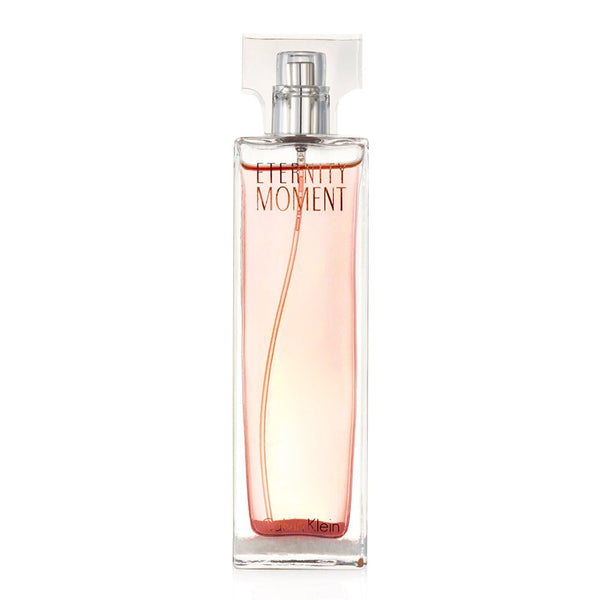 Calvin Klein Eternity Moment Eau De Parfum Spray 50ml in a sleek bottle with a floral design, perfect for daily wear.