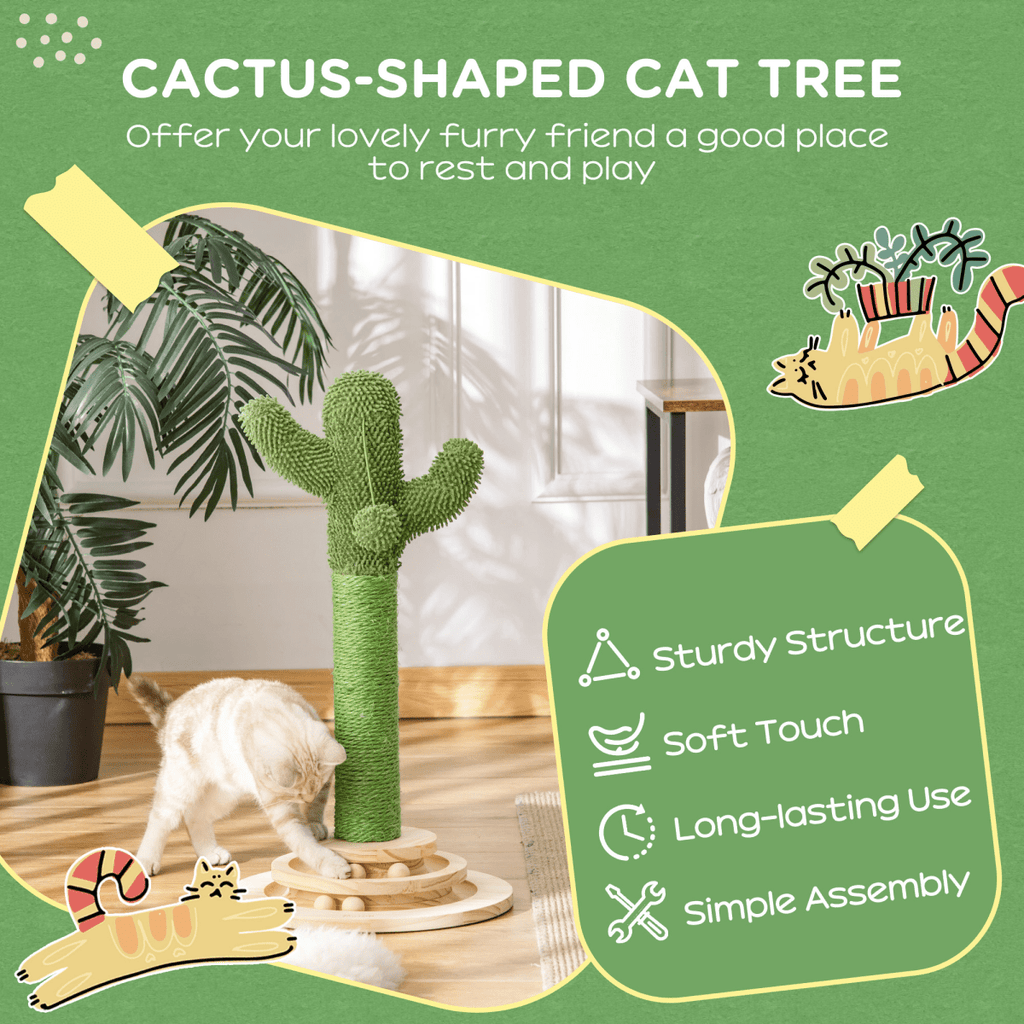 Cat Tree Cactus Sisal Scratching Post - Interactive Fun Roller Exerciser - AKGOmniShop